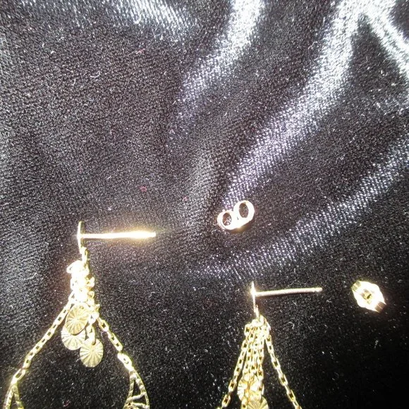 14K Yellow Gold Dangle Earrings - Picture 3 of 4